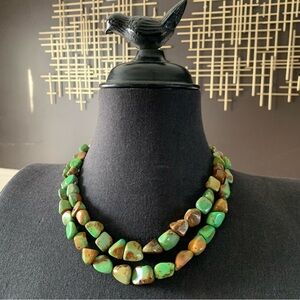 Mojave Turquoise 2 Strand Necklace Graduated Large Nuggets Jay King 925 DRT